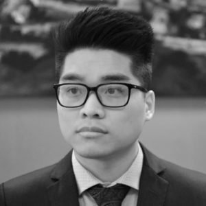 Black and white photo of Alex Yuen Tay